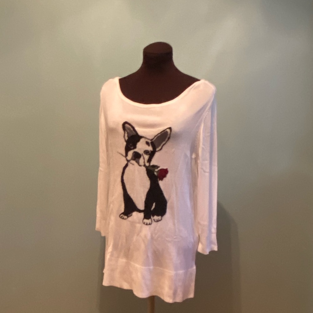 White House Black Market French bulldog sweater EC